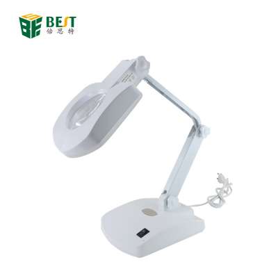 BEST 8611BL  Magnifying Lamp LED With Clamp 8X Reading Mag Light Lamp phone magnifier folding