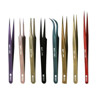 New model BEST 302 Stainless Steel Tweezers/Anti Acid ESD Excellent silver Colorful Eyelash Extension Tweezers